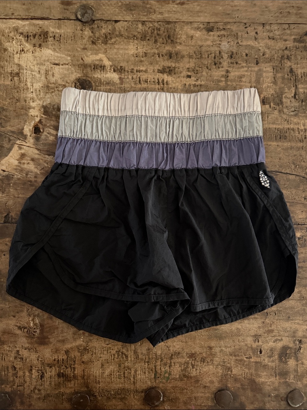 FP Movement by Free People Black Athletic Shorts with Gradient Stripe Waistband